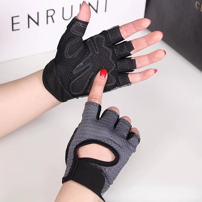 Weightlifting Gloves Women Men Fitness Gym Gloves Half Finger Breathable Non-Slip Gel Pad Bodybuilding Training Dumbbells Gloves