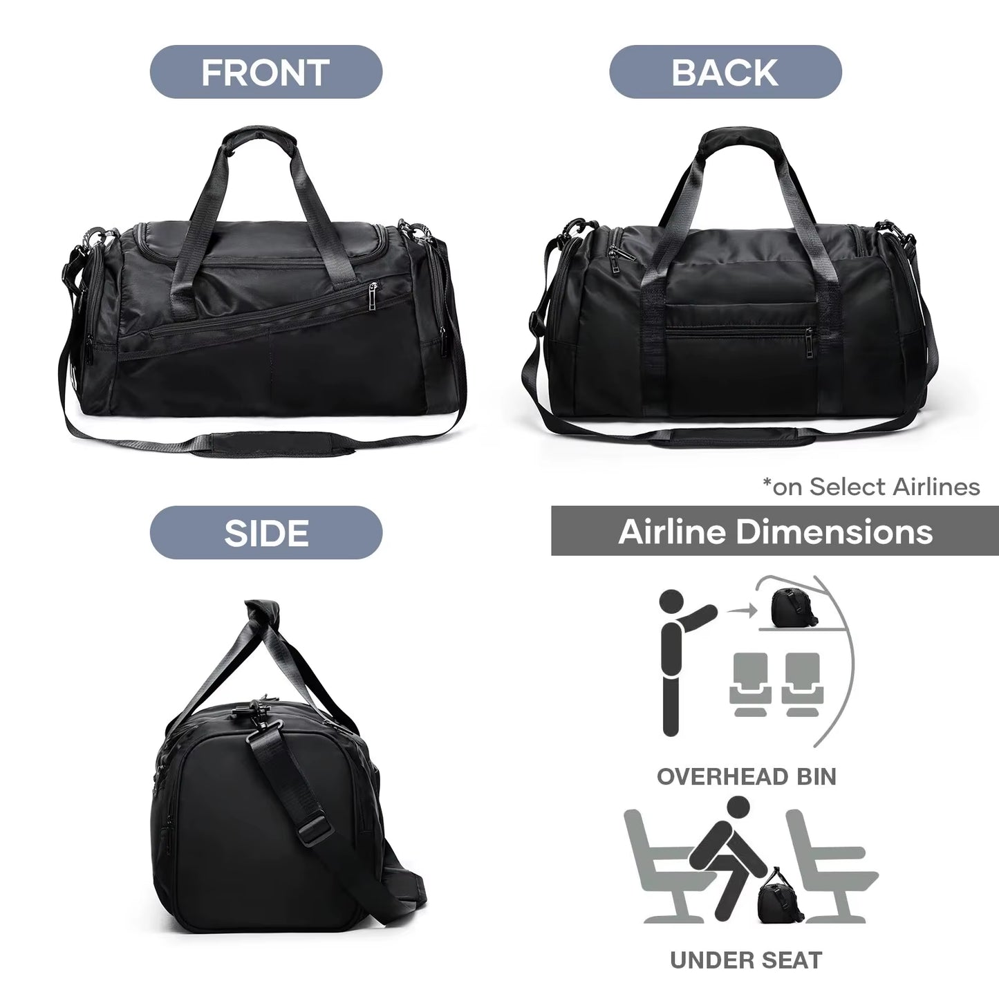 Sports Gym Bag Travel Duffel Bag with Shoes Compartment for Men Women 40L Lightweight Foldable Duffel Bag Workout Bag